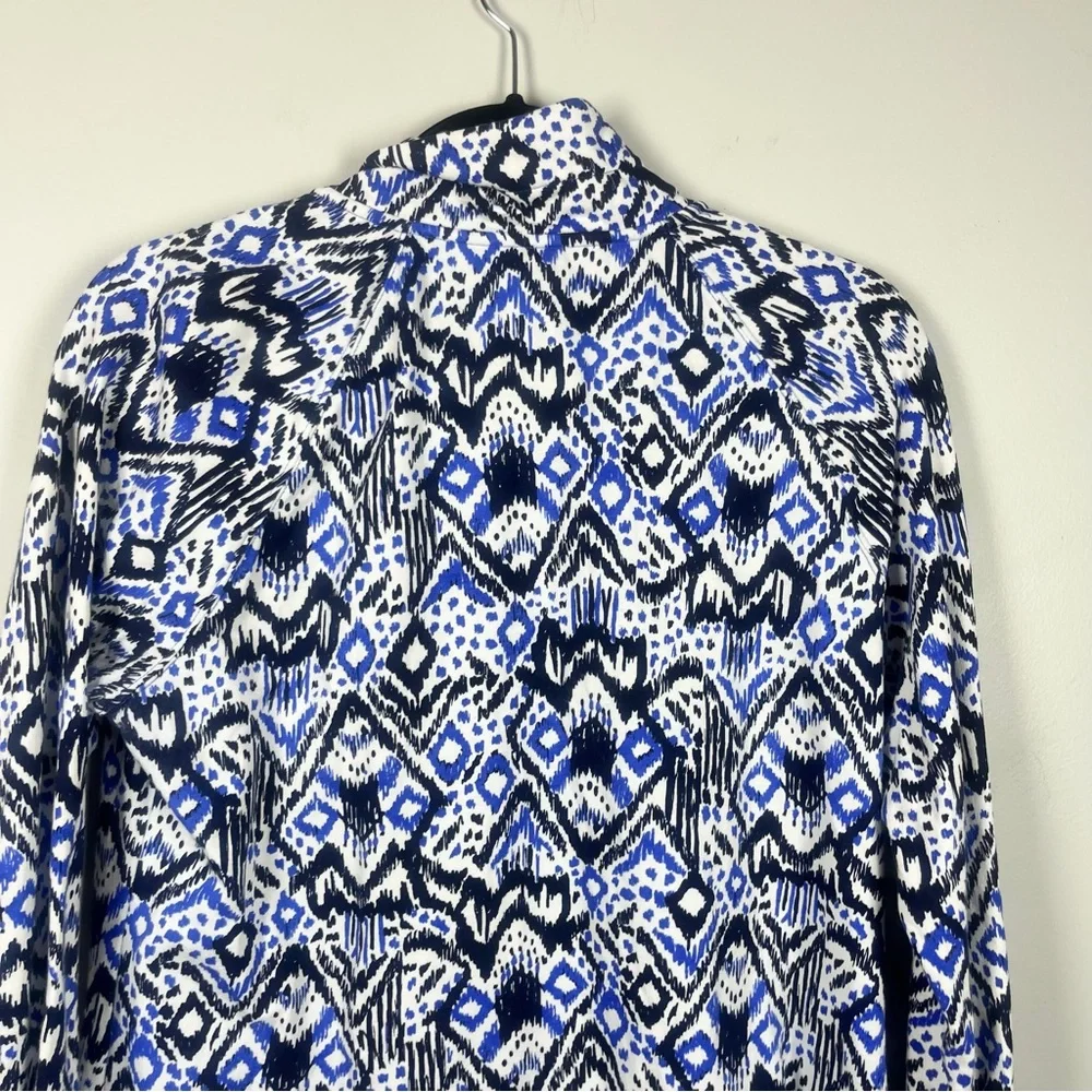 Lilly Pulitzer UPF 50+ Skipper Popover Dress Blue Ikat Oh My Cod Large